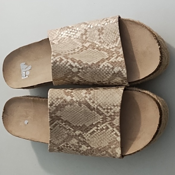 Dolce Vita Tan Espadrille Slide Platform Shoes - Picture 9 of 12